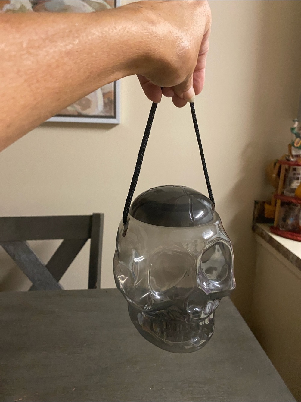 Smoky Plastic Skull Candy Jar